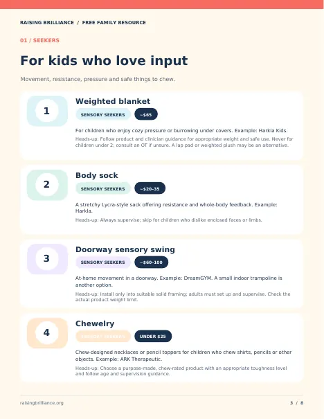 Inside page 2 of The Autism Gift Guide