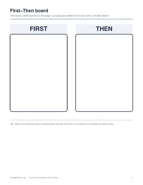 Inside page 1 of The Autism Printables Starter Pack