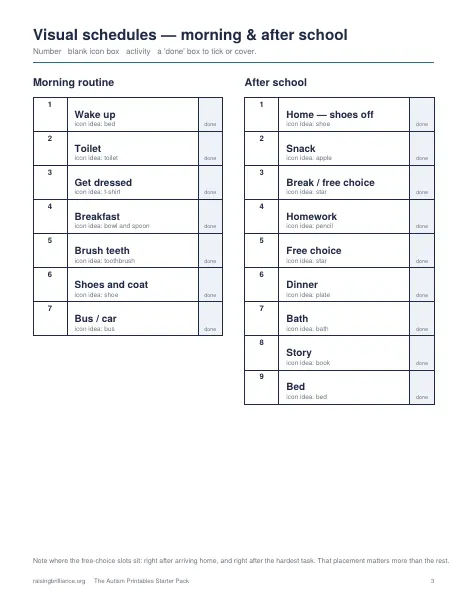 Inside page 2 of The Autism Printables Starter Pack